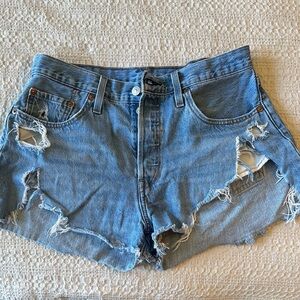 Levi's Light Blue Ripped Jean Shorts